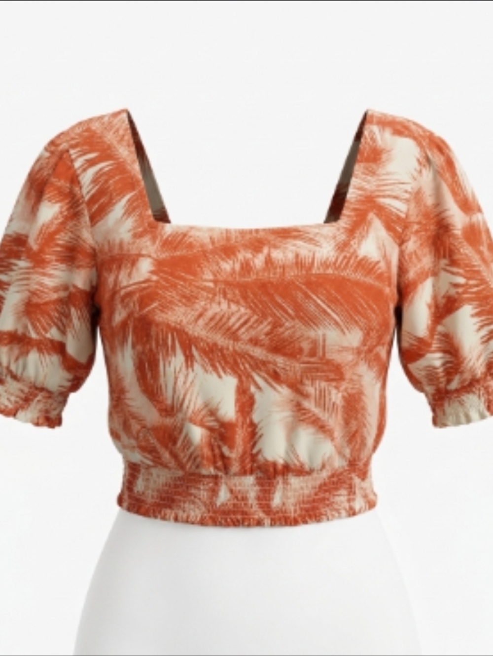 Roxy Orange and White Tropical Print Crop Top